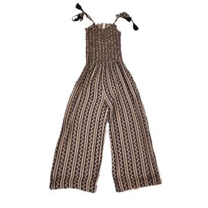 Coolchange Smocked Body Cropped Jumpsuit Black & Tan Women's Size Large‎